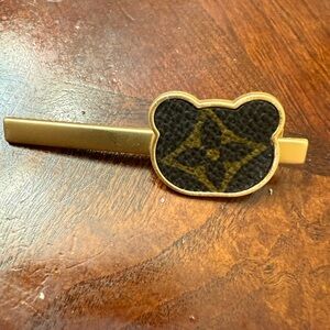 New upcycled Louis Vuitton Gold and Brown Bear Hair Clip